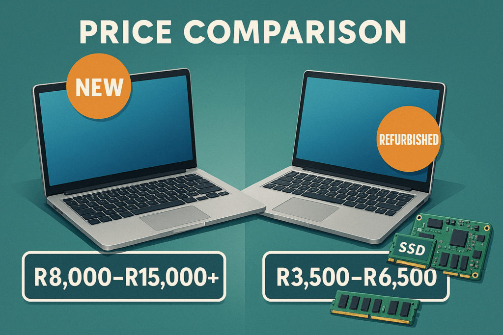 refurbished tech South Africa | comparison of laptop price for refurbished and new